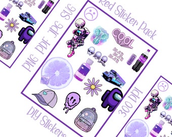 Purple PNG Sticker Pack