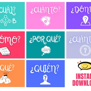 Poster para la clase de español Preguntas en Español Decoración para el aula de español Decoración clase de español Preguntas en español