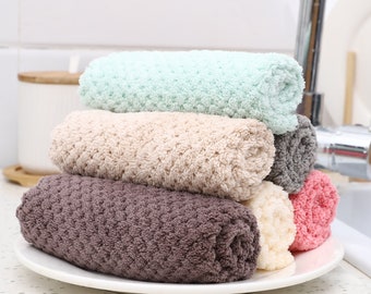 Microfiber Cleaning Cloth Set, Pineapple Weave, Soft Absorbent Towels, 25x25 CM