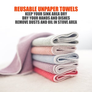 5 PCS 30x30CM REUSABLE Unpaper Towels | Multipurpose Paperless Towels | Keep Counters Dry, Remove Dusts and Oil, Dry Hands and Small Dishes