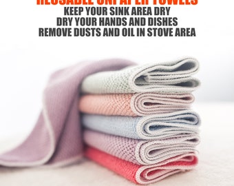 5 Reusable Microfiber Unpaper Towels | Multipurpose Cleaning Cloths