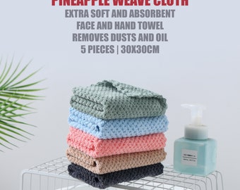 Microfiber Cleaning Cloth Bundle, Pineapple Weave, Coral Fleece, Absorbent, Reusable