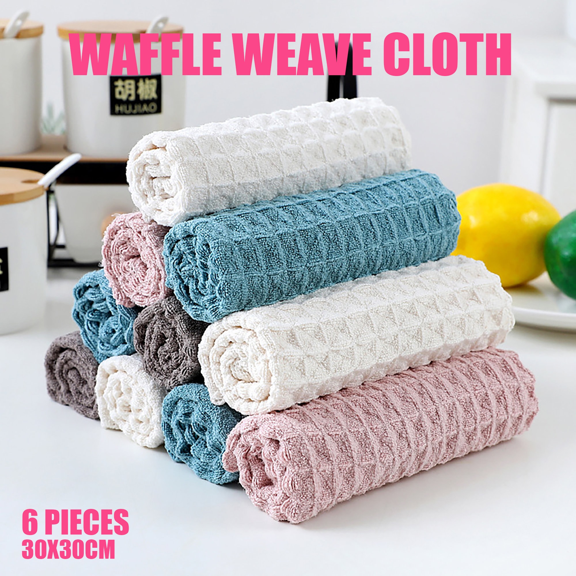 Cotton Craft - 8 Pack Chocolate Eurocafe Waffle Weave Terry Kitchen Towels 16x28