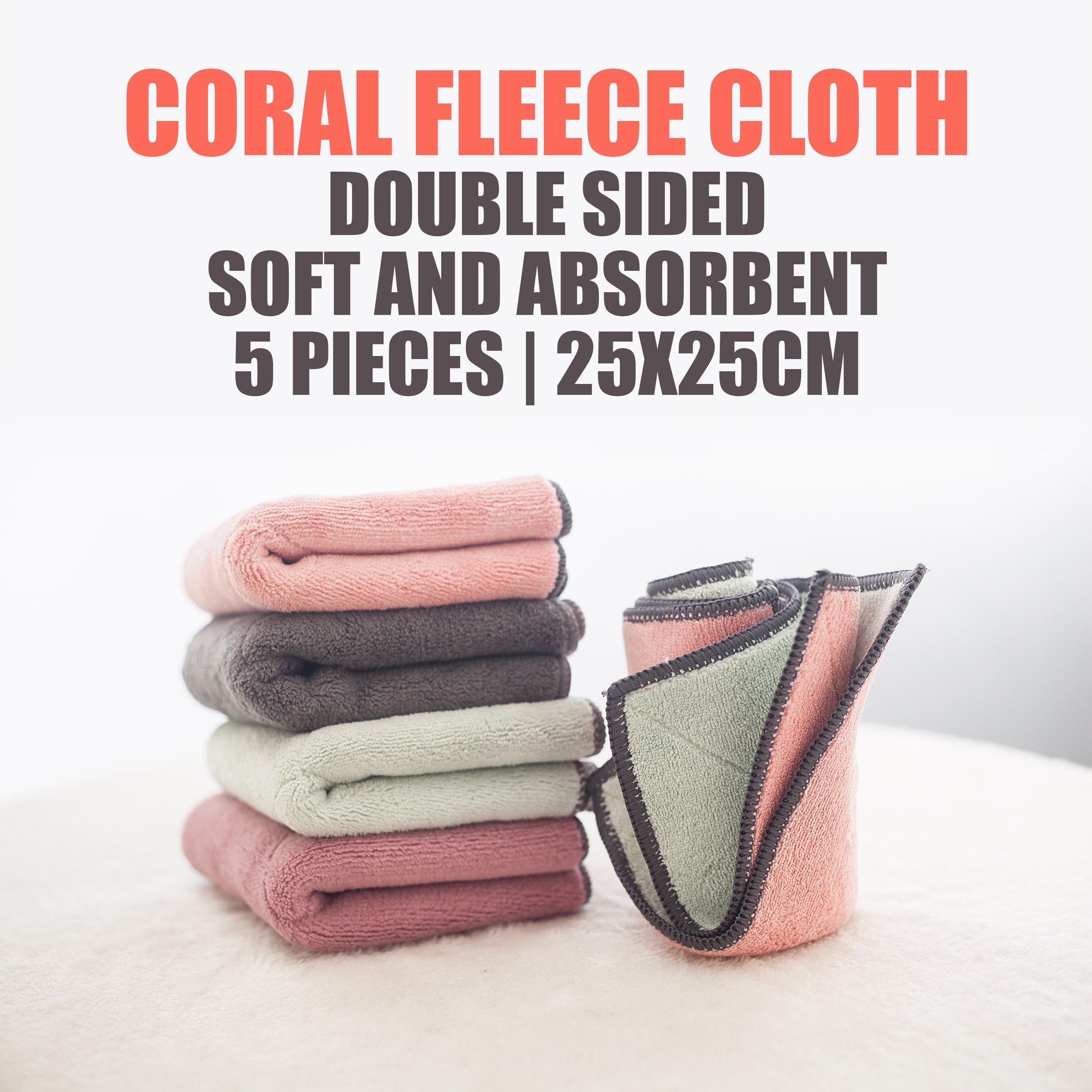 BUNDLE 6 PCS Reusable Waffle Weave Microfiber Cleaning Cloth 5 PCS Coral  Fleece Hand Face Towel Super Absorbent Paper Towel Replacement 