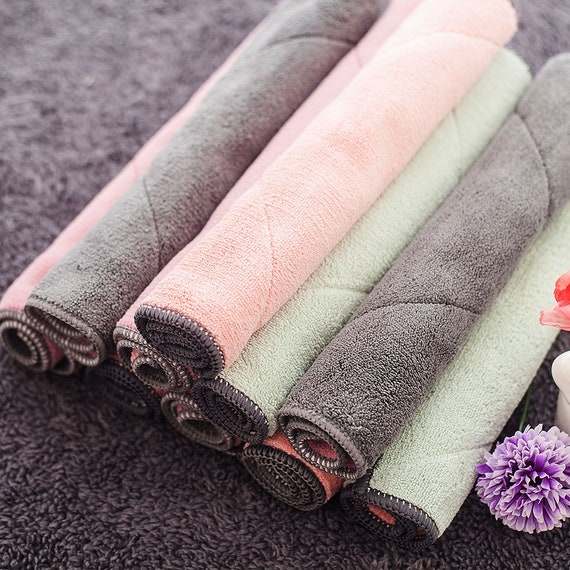 BUNDLE 6 PCS Reusable Waffle Weave Microfiber Cleaning Cloth 5 PCS Coral  Fleece Hand Face Towel Super Absorbent Paper Towel Replacement 