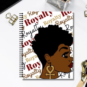 Black Girl -Royalty Red and Gold, African American Woman Spiral Notebook, African American Inspirational Notebook Journal Diary