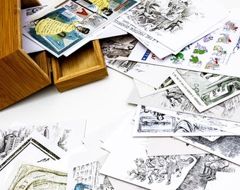 Bamboe doos van 50 historische cartoons