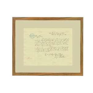 May include: A framed document with a handwritten letter on aged paper. The letter is dated August 1st, 1861 and signed W.D. Spring. The document is titled "East Judicial District of Texas, Palestine, August 1st, 1861". A green stamp with the word "COPIED" is visible in the upper left corner.