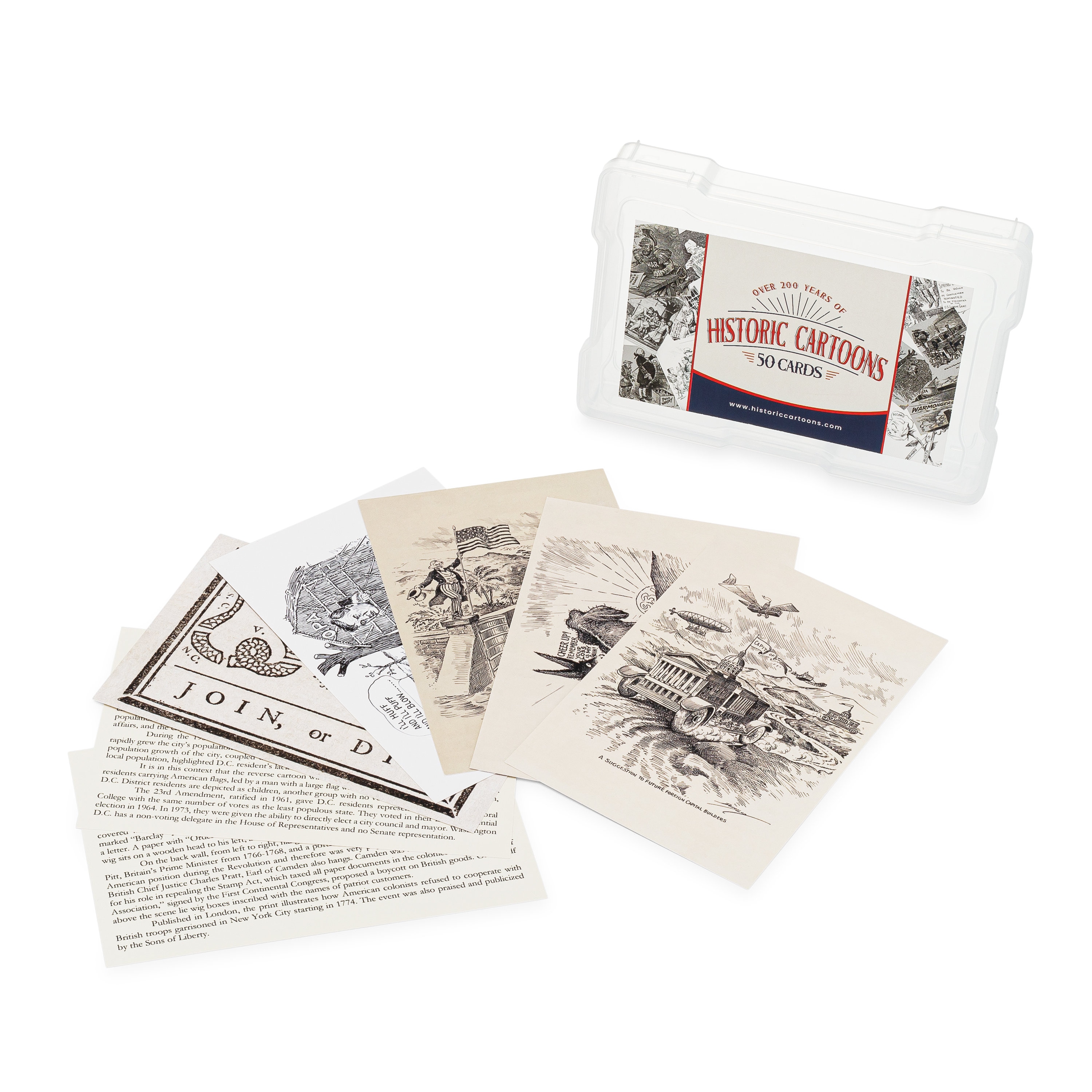 Doos met 50 historische cartoons