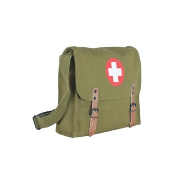 Sac fourre-tout vintage Croix-Rouge en toile pour médecin de Farm bleu- olive/noir