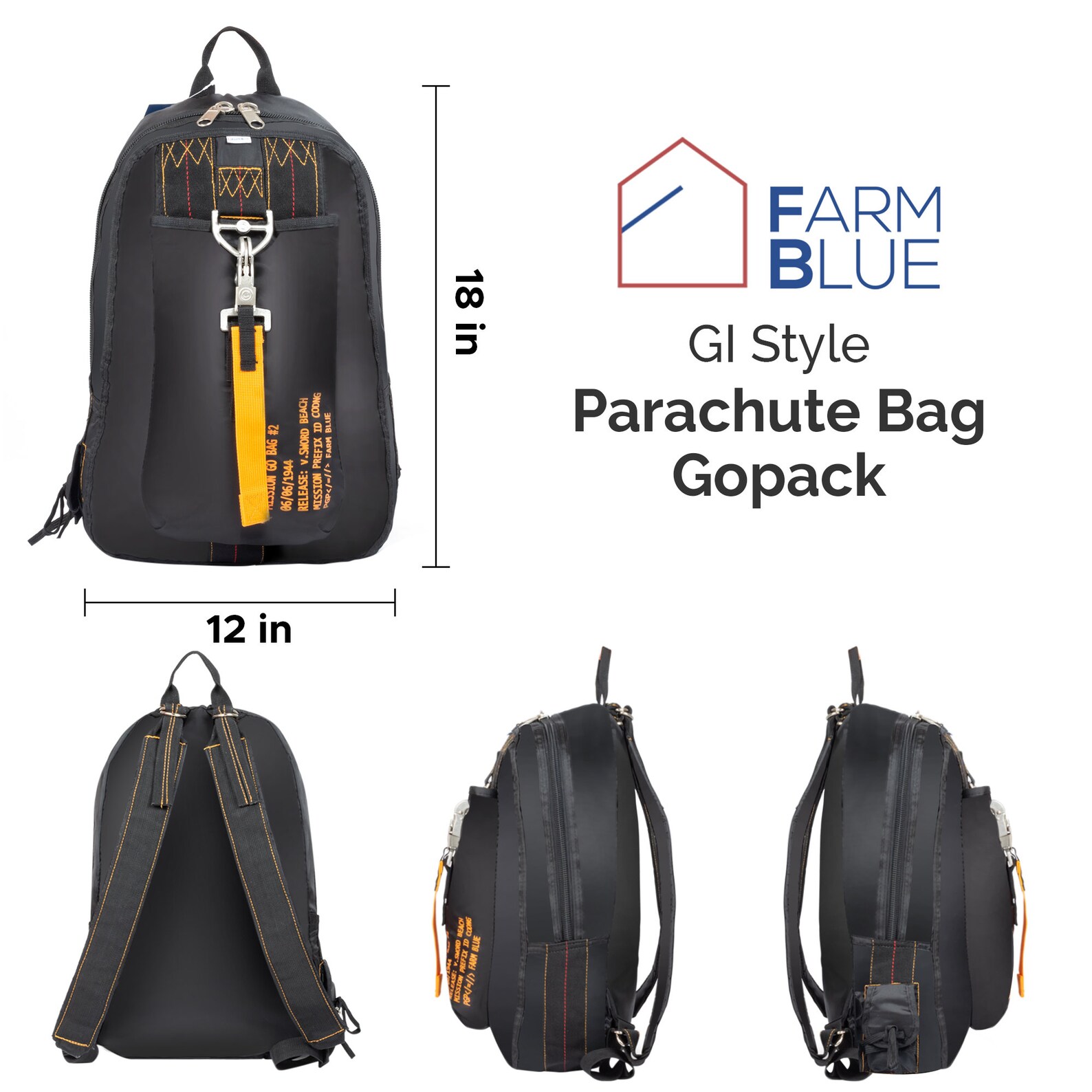 Farm Blue Tactical Backpack With Army Parachute Deploy Clip Etsy