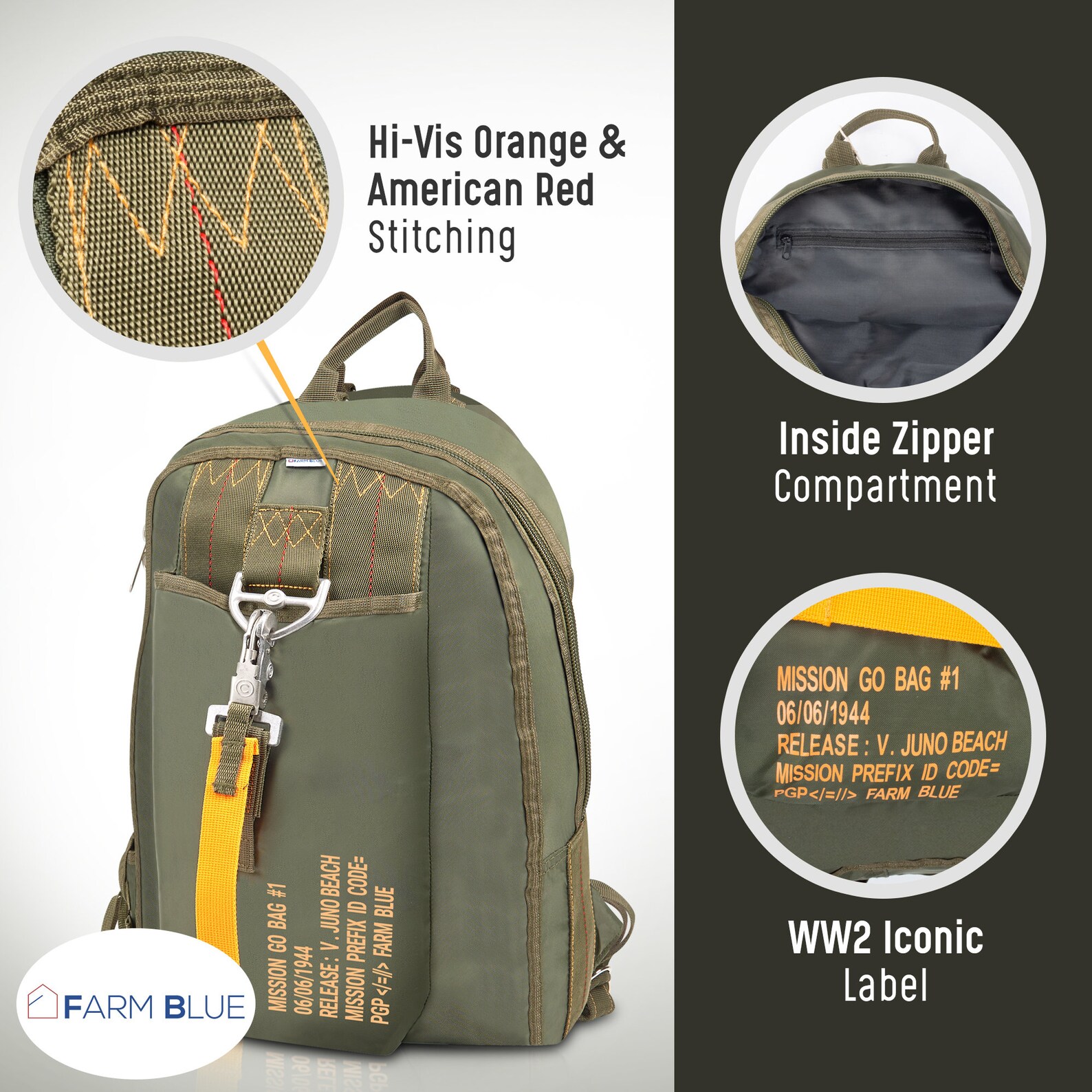 Farm Blue Tactical Backpack With Army Parachute Deploy Clip Etsy