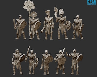 Wüstenskelett-Krieger (10 Modelle) | Untote ägyptische Wüstenskelette | Age of Fantasy