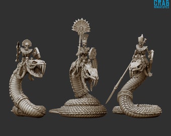 Desert Skeleton Snake Riders (3 models) | e.g. for Khemri / Tomb Kings Necropolis Knight Proxy