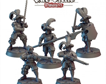 Elite-Söldner (w) (5 Modelle) | Fantasy Tabletop Modelle z.B. für Broheim, Frostgrave, Forbidden Psalm