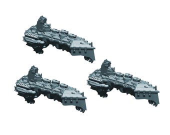 Waffenbatterie-Zerstörer der Dunklen Ingenieure (3 Modelle) | Dark Mech für Battlefleet Colossus | Grimdark Future Warfleets