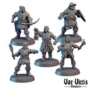 Mercenaries (m) in Winter Gear (5 models) | Fantasy Wargame Models e.g. for Mordheim, Frostgrave, Forbidden Psalm