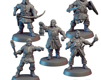 Söldner (m) in Winterausrüstung (5 Modelle) | Fantasy Tabletop Modelle z.B. für Broheim, Frostgrave, Forbidden Psalm