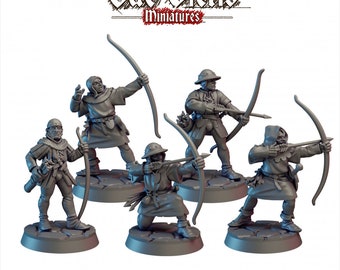 Bogenschützen des Königreichs (5 Modelle) | Fantasy Tabletop Modelle z.B. für Broheim, Frostgrave, Forbidden Psalm