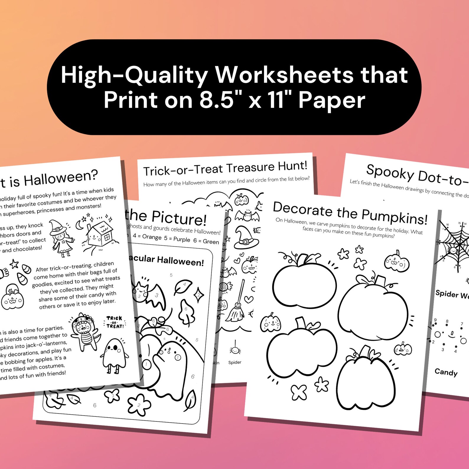 Fun Halloween Coloring Pages & Activity Bundle for Toddlers - Etsy