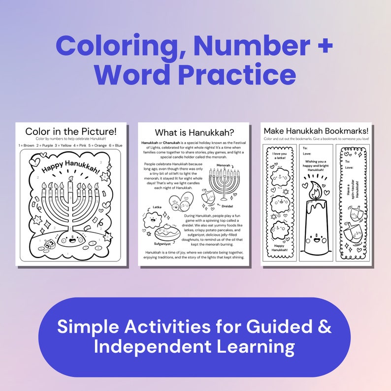 Cute Hanukkah Coloring Activity Pages – Toddler Holiday Fun (digital ...