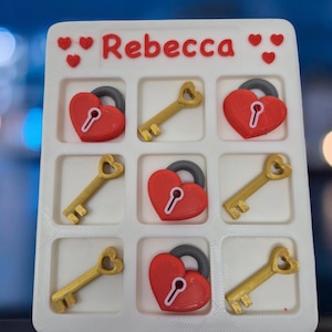 A fun personalised Valentine&#39;s Day 3D Printed Tic Tac Toe Game – treat your loved one, perfect  gift for Valentine&#39;s/Anniversary/Birthday