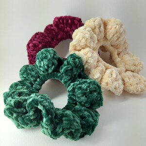 Velvet scrunchies set of 3 crochet scrunchies soft hair ties handmade scrunchies gift for her Christmas gift