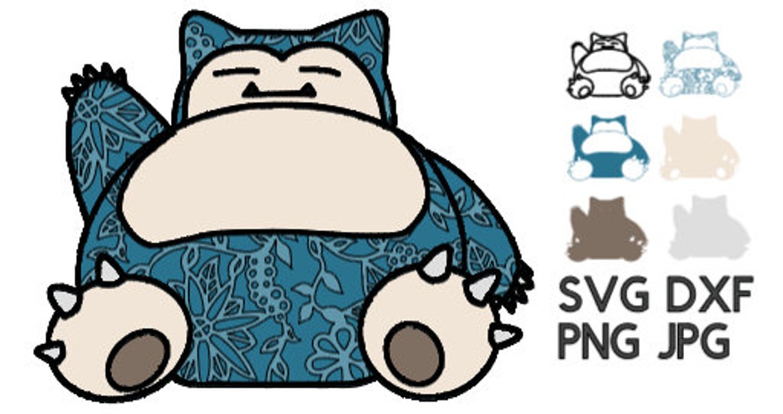 Pokemon SVG Snorlax DXF PNG Digital Cut files layered | Etsy