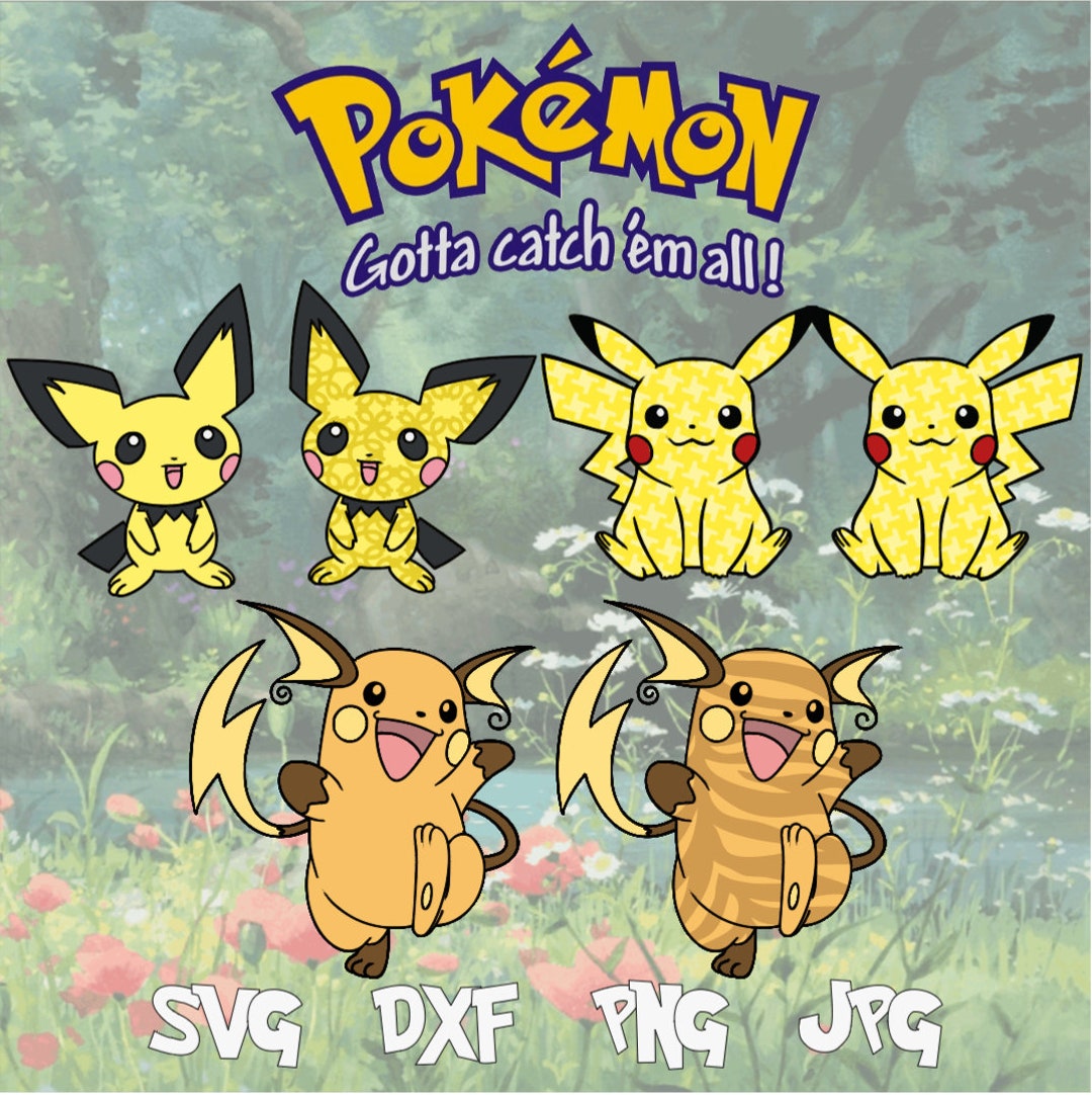 Buy Pokémon TRIO SVG Pichu Pikachu Raichu DXF Png Jpg Online in ...