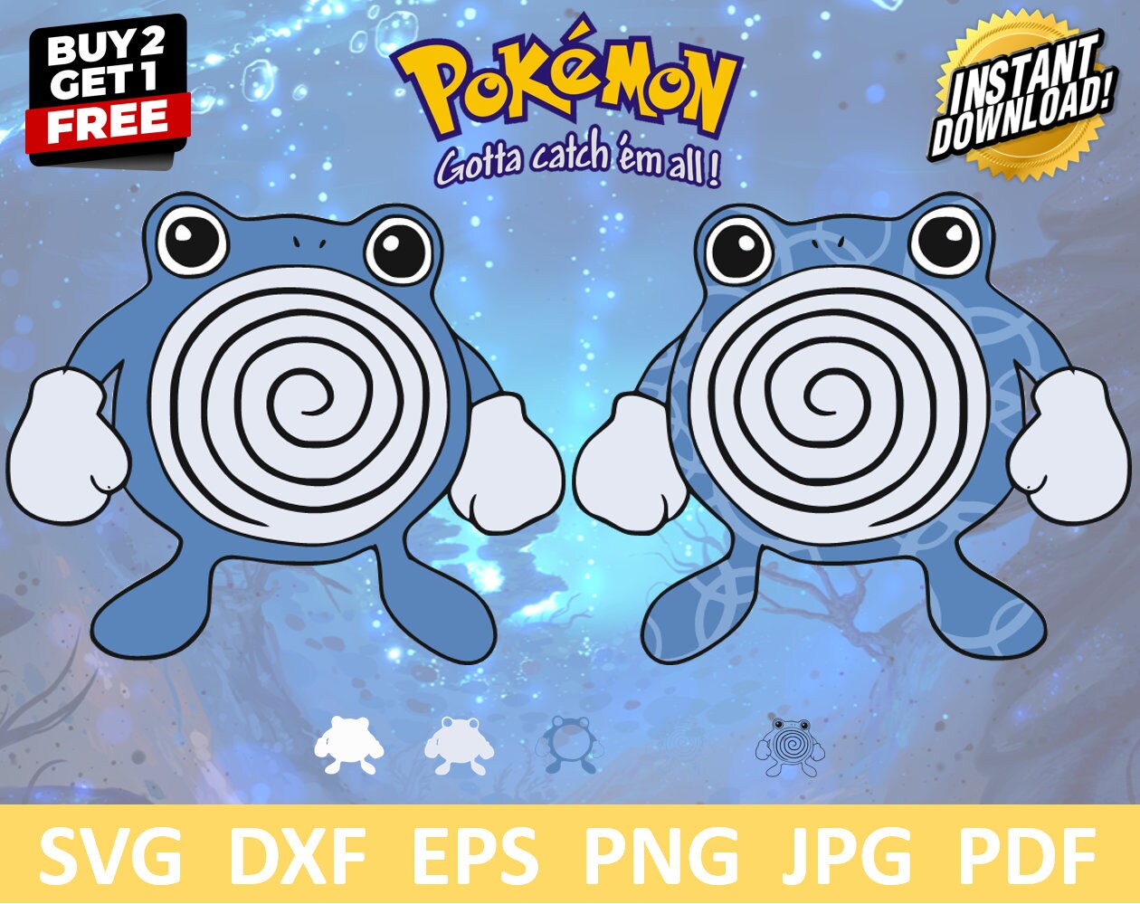 BUY2GET1 Pokémon Poliwhirl .svg .dxf .eps .png .jpg Digital - Etsy