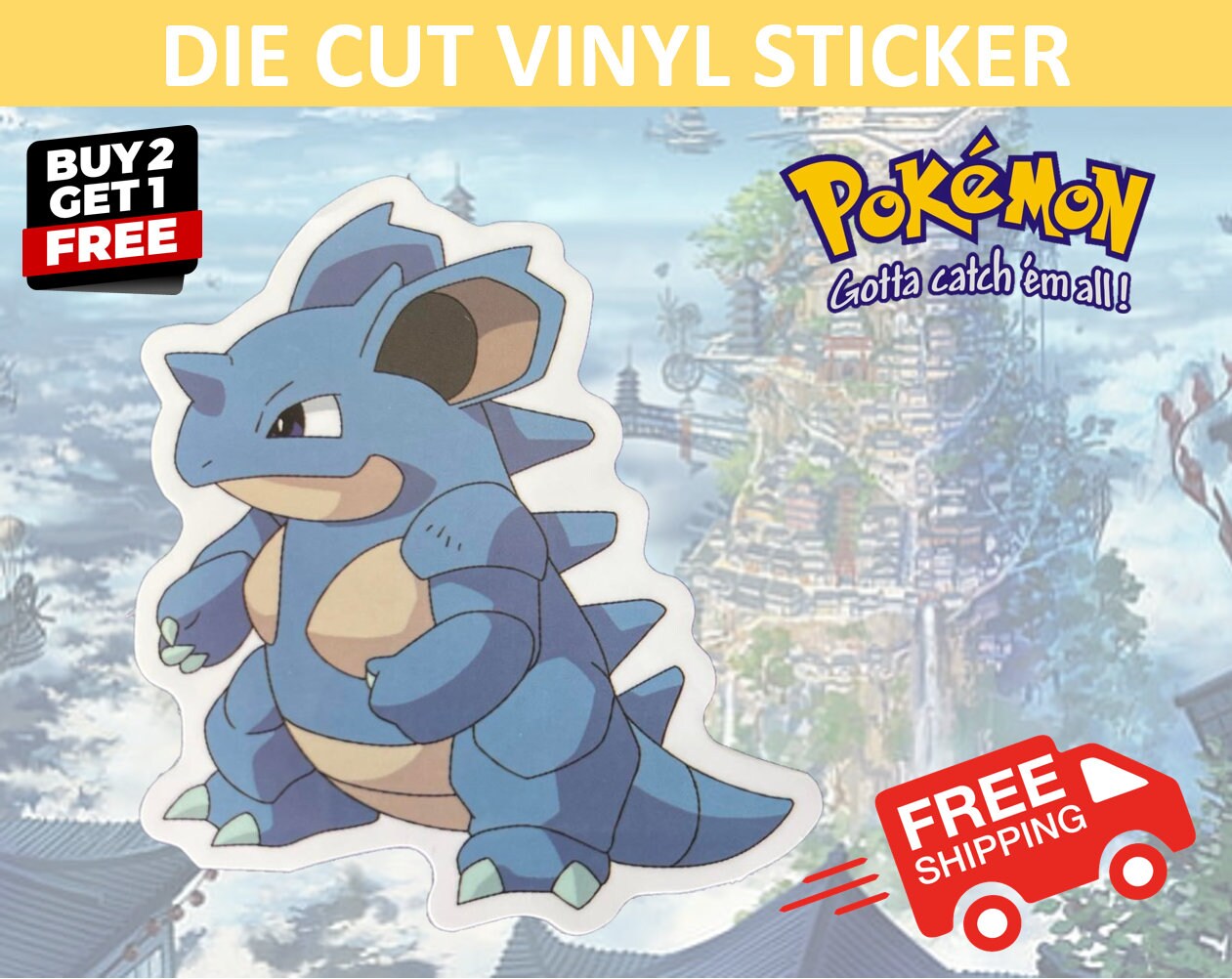 BUY2GET1 Pokémon Nidoqueen Sticker Cool Cartoon Decal Anime - Etsy