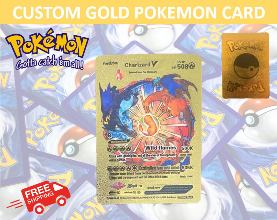 Charizard V HP508 V Evolution Gold Custom Pokémon Card Etsy