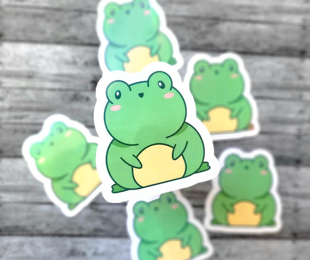 Kawaii Holographic Frog Sticker | Cute Frog Vinyl Decal | Holo Frog ...