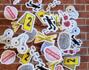 True Crime  Sticker Pack | 8 small crime scene vinyl stickers