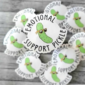 Emotional Support Pickle Vinyl Decal | Cute Green Pickle With Sunglasses