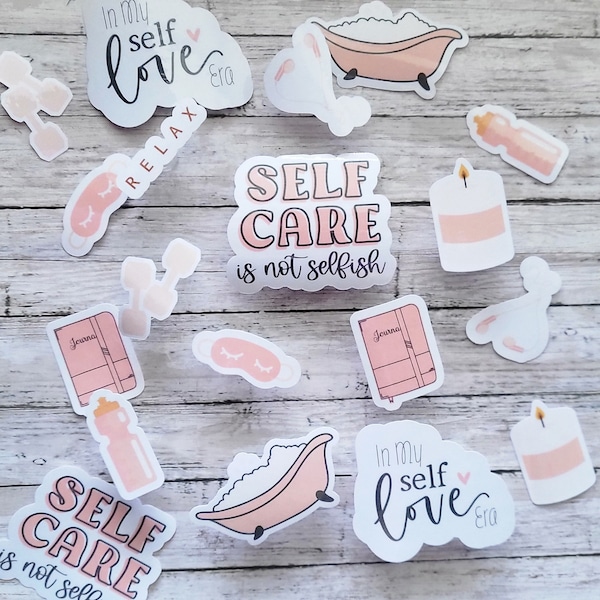 Aesthetic Self Care Sticker Pack | Self Love, Decals | 10 Self Care, Self Love Sticker Bundle | Vinyl Die Cut Stickers