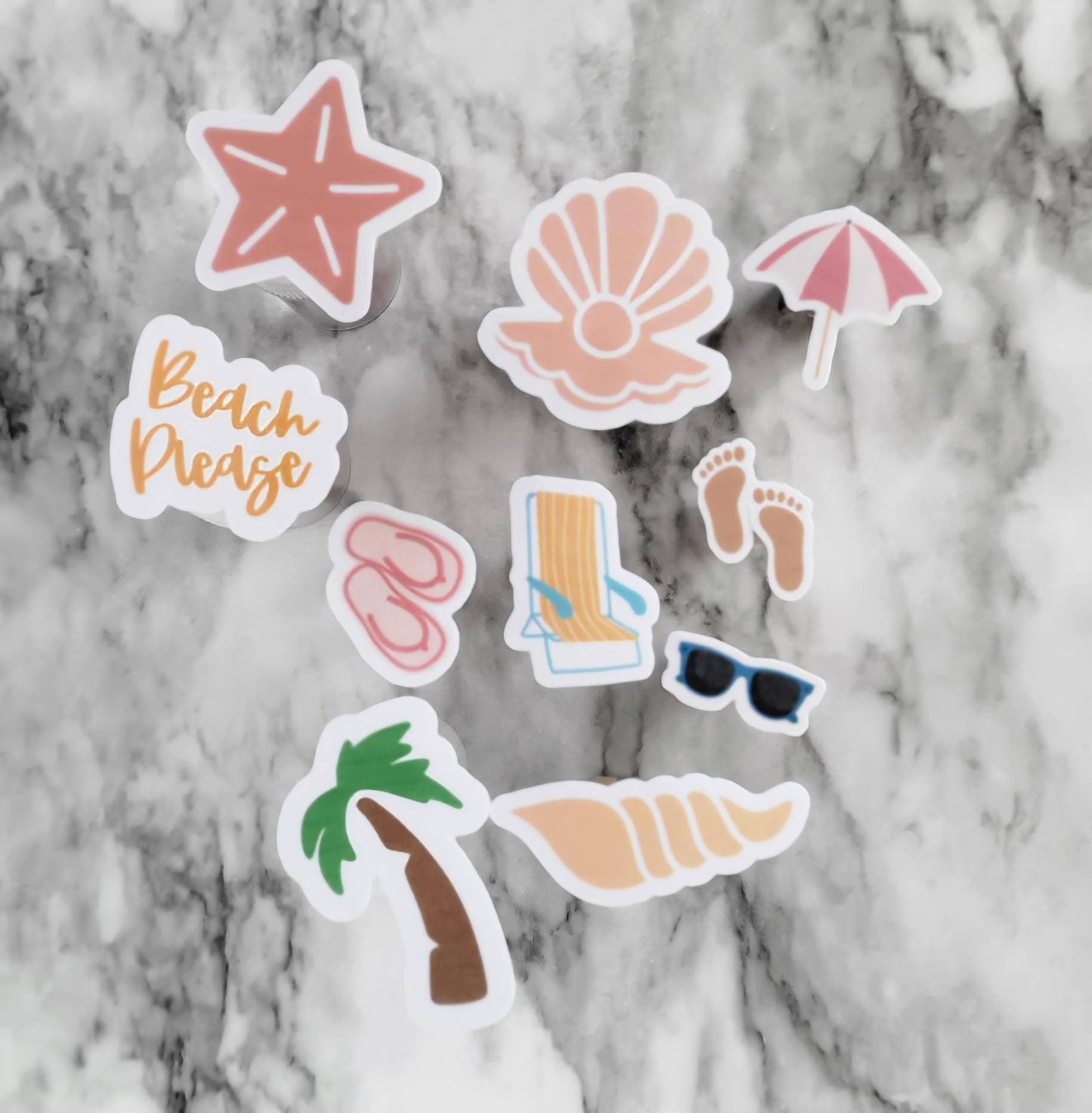 Beach Sticker Bundle: 10 Vacation Scrapbook Stickers - Etsy