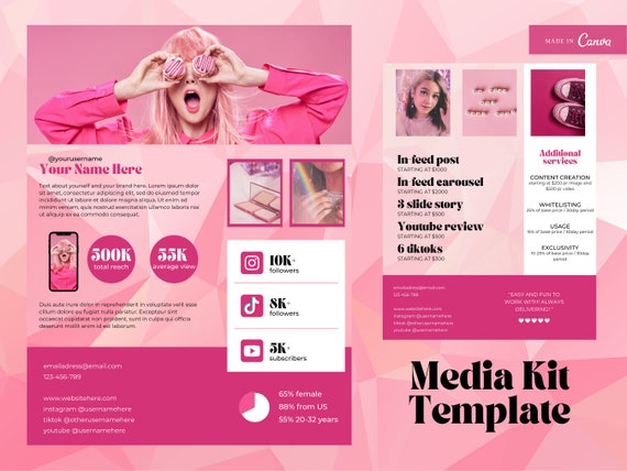 Media Kit and Rate Card Template Influencer Media Kit | Etsy