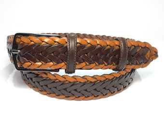 Brown Braided Belt, Men's Brown / Cognac Leather Belt, Leather Belt, Stylish Belt, Unisex, Unique Belt, Anniversary Gifts, gd617 05