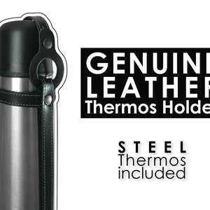 Thermos Holder, Leather Bottle Carrier, Water Bottle Holder with Detachable Crossbody Strap, Travel Gift, Drink Holder, Adjustable