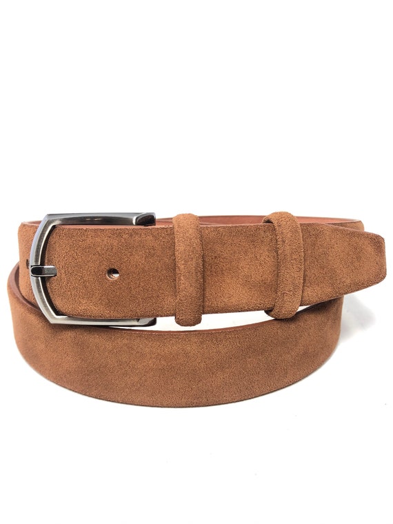 3,5cm Soft Leather Belt, Suede Unisex Tan Belts, Handmade Leather  Accessories, Gift for Him, Gift for Her, gd4001 02