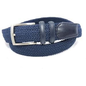 Marineblauer geflochtener elastischer Gürtel, Dehnbarer Gürtel, maritime Geschenke, lässiger Jeansgürtel, elastischer Gürtel, trendy Gürtel, stylischer Gürtel, gd911 08