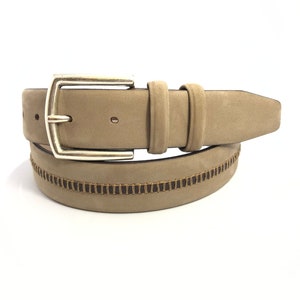 Black Nubuck Men&#39;s Belt, 35mm Real Leather Handmade Belt,  Father&#39;s Day Gift, Casual Suede Belt, Stylish Belt, gd618 01