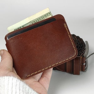 Minimalist Leather Wallet for Men, Card Holder for Women, Slim Wallet, Unique Gift for Him, Genuine Leather Tan Wallet for Her, Coin Purse
