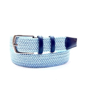 Jasnoniebieski, unisex, regulowany, elastyczny, rozciągliwy pasek z efektem taśmy, wytrzymały, elegancki, swobodny, skórzany, szczegółowy, unisex, tkany pasek