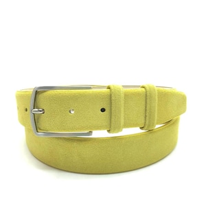 3,5cm Suede Lime Green Belts, Real Leather, Custom Belts, Yellow Leather Belt, Unisex  Belts, Yellow Leather Belt, Personalized Gifts,