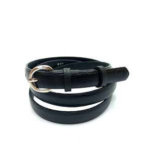 Leather belt ladies narrow genuine leather 1,5cm Black Leather skinny belt for leather belt women, genuine leather belt with silver buckle
