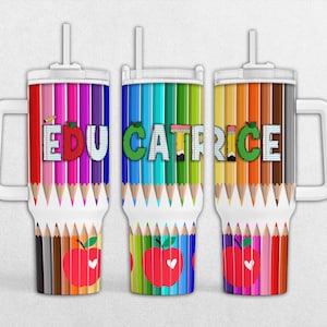 Dessin Tumbler 40oz Éducatrice, Sublimation Francais, 40oz Tumbler French Teacher Design, Educator Tumbler