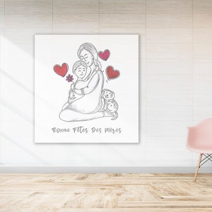 Bonne Fetes des Meres Dessin Imprimable | Fetes Des Meres Art Murale SVG | Dessin Sublimation Francais Tasse Café
