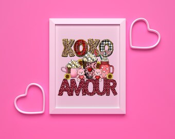 Dessin Sublimation St-Valentin, Sublimation Francais, Valentines French Sublimation Design,Oursons Amour Valentin
